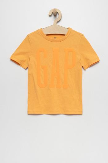 Dětské bavlněné tričko GAP oranžová barva, s potiskem