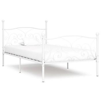 Rám postele s laťkovým roštem bílý kov 90x200 cm (284447)