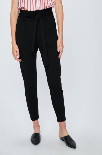 Kalhoty Vero Moda dámské, černá barva, jednoduché, high waist