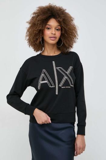 Mikina Armani Exchange dámská, černá barva, s potiskem, 3DYM11 YJEBZ