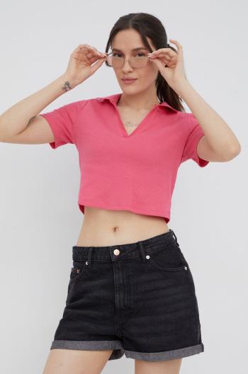 Polo tričko Brave Soul růžová barva, s límečkem