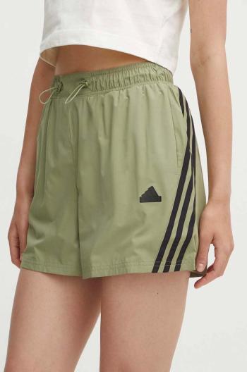 Kraťasy adidas Future Icons dámské, zelená barva, s aplikací, high waist, IW7707