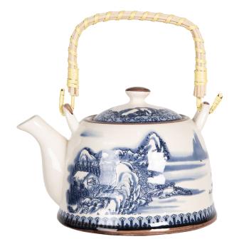 Porcelánová konvice na čaj s motivem hor - 18*14*12 cm / 0,8L 6CETE0068