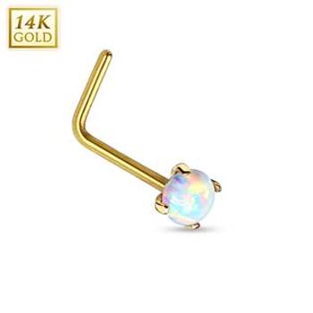 Šperky4U Zlatý piercing do nosu Opál, Au 585/1000 - ZL01026-YG