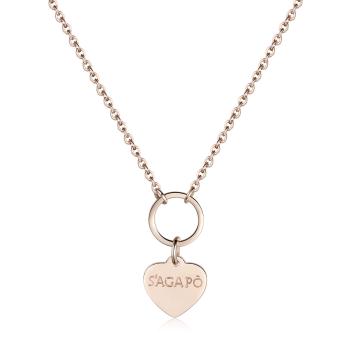 S`Agapõ Růžově zlacený náhrdelník s přívěskem srdce Happy SHAC41