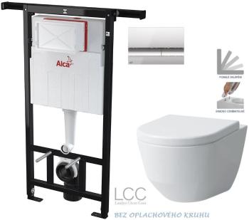 ALCAPLAST Jádromodul předstěnový instalační systém s chromovým tlačítkem M1721 + WC LAUFEN PRO LCC RIMLESS + SEDÁTKO AM102/1120 M1721 LP2