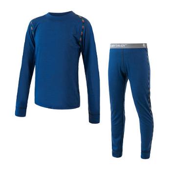 SENSOR MERINO AIR SET dětský triko dl.rukáv + spodky tm.modrá Velikost: 150