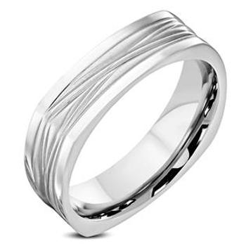 Šperky4U Hranatý ocelový prsten, šíře 3 mm, vel. 55 - velikost 55 - OPR1825-7-55
