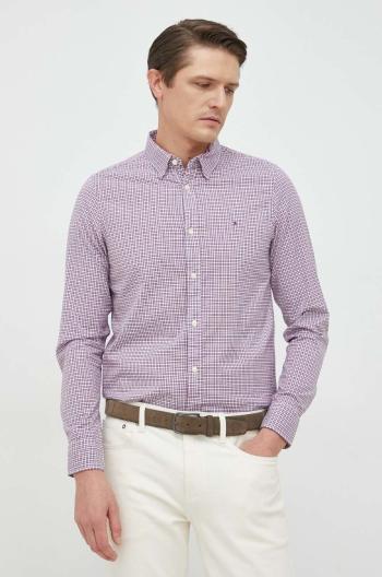 Bavlněné tričko Tommy Hilfiger fialová barva, slim, s límečkem button-down