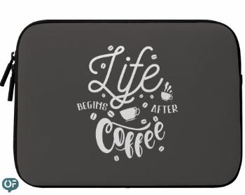 Neoprenový obal na notebook Life starts with coffee