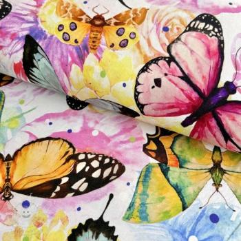 Úplet VISCOSE LYCRA HEAVY Butterflies design B digital print