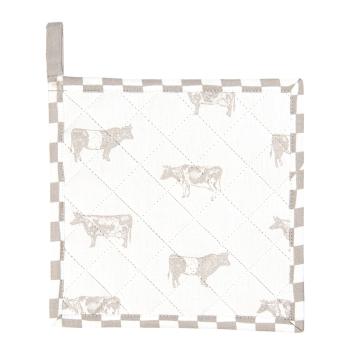 Bavlněná podložka/chňapka s béžovým potiskem Life with Cows - 20*20 cm LWC45N