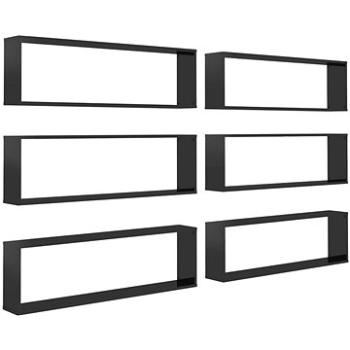 Nástěnné krychlové police 6 ks černé 100x15x30 cm dřevotříska (807102)