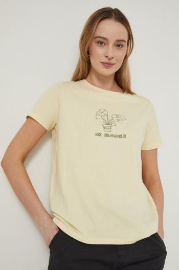 Bavlněné tričko Medicine žlutá barva