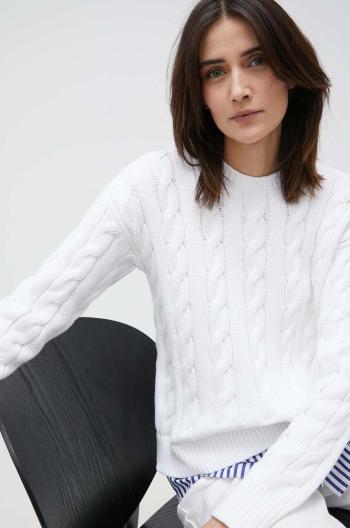Bavlněný svetr Lauren Ralph Lauren dámský, bílá barva