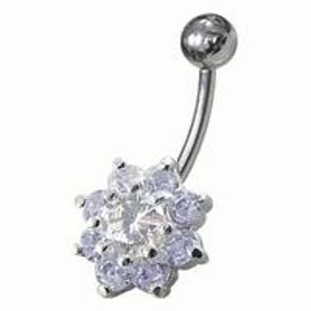 Šperky4U Stříbrný piercing do pupíku - kytička - BP01257-TZ