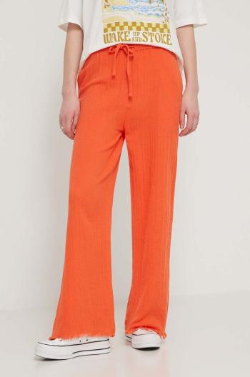 Bavlněné kalhoty Billabong oranžová barva, široké, high waist, EBJNP00114