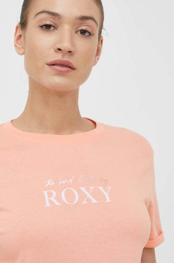 Bavlněné tričko Roxy oranžová barva