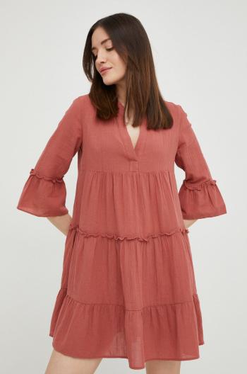 Bavlněné šaty Vero Moda růžová barva, mini