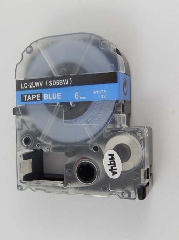 Epson LK-SD6BW, 6mm x 9m, bílý tisk / modrý podklad, kompatibilní páska