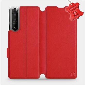 Flip pouzdro na mobil Sony Xperia 1 II - Červené - kožené -   Red Leather (5903516242719)