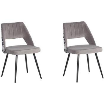  Sada 2 sametových jídelních židlí šedá ANSLEY, 207863 (beliani_207863)