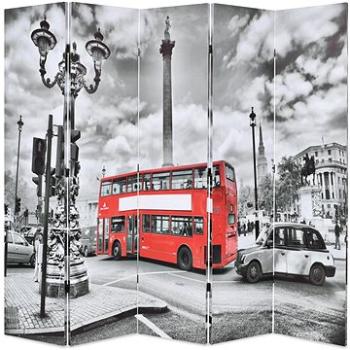 Skládací paraván 200 x 170 cm Londýnský autobus černobílý (245875)