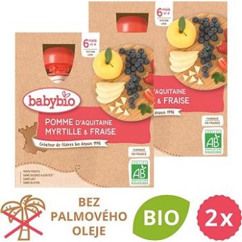 BABYBIO Jablko, borůvky a jahody 2× (4× 90 g)