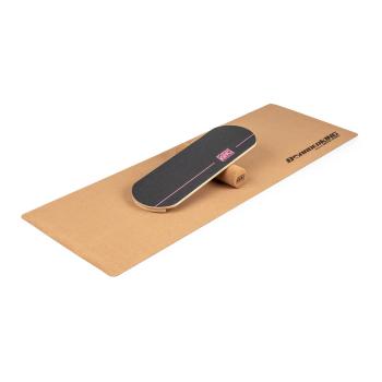 BoarderKING Indoorboard Classic, balanční deska, podložka, válec, dřevo/korek, červená