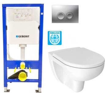 GEBERIT DuofixBasic s matným tlačítkem DELTA21 + WC JIKA LYRA PLUS RIMLESS + SEDÁTKO DURAPLAST 458.103.00.1 21MA LY1