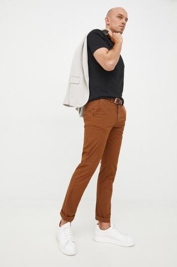 Kalhoty United Colors of Benetton pánské, hnědá barva, přiléhavé