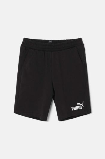 Dětské bavlněné šortky Puma ESS Jersey Shorts černá barva, s potiskem, nastavitelný pas, 586971