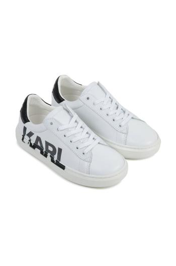 Dětské kožené boty Karl Lagerfeld bílá barva