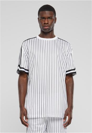 Urban Classics Oversized Striped Mesh Tee white/black - XXL