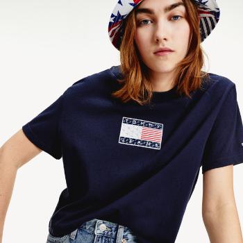 Tommy Jeans dámské tmavě modré tričko Americana - M (C87)