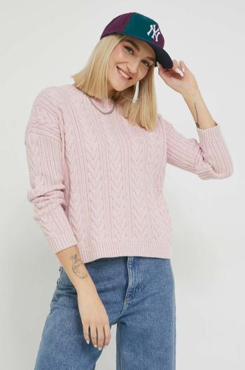 Bavlněný svetr Superdry dámský, růžová barva