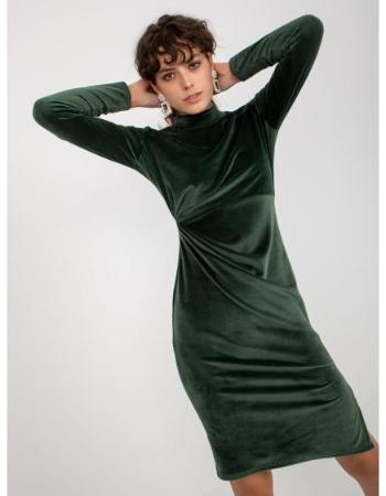 Dámské šaty se stojáčkem RUE PARIS tmavě zelené 