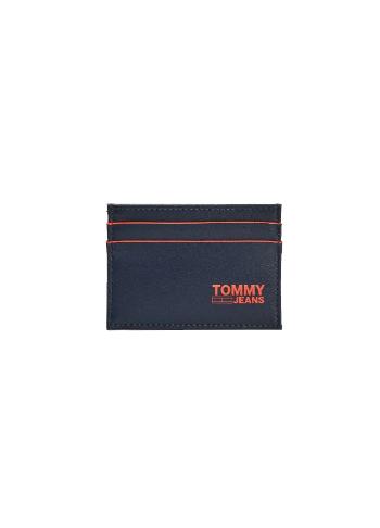 Tommy Hilfiger Tommy Jeans tmavě modré pouzdro na kreditní karty RECYCLED LEATHER CARD HOLDER