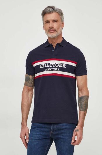 Bavlněné polo tričko Tommy Hilfiger tmavomodrá barva, s aplikací, MW0MW33590