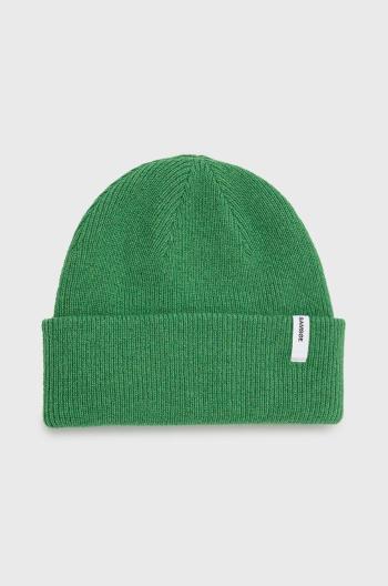 Vlněný klobouk Samsoe Samsoe zelená barva, z husté pleteniny