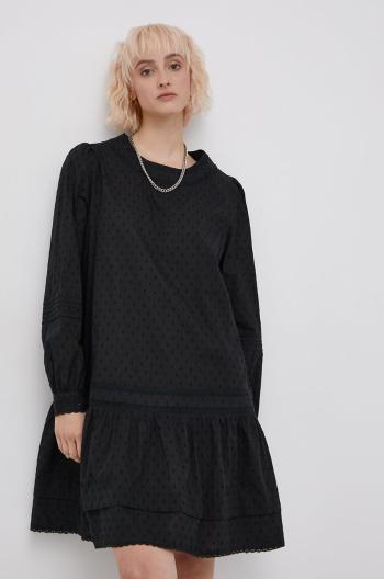 Bavlněné šaty Superdry černá barva, mini, áčkové