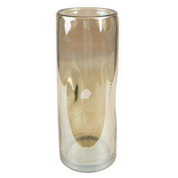 Hnědo-zelená ručně foukaná skleněná úzká váza - Ø 9*23 cm 6GL4095