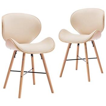 Jídelní židle 2 ks krémové umělá kůže a ohýbané dřevo (283143)