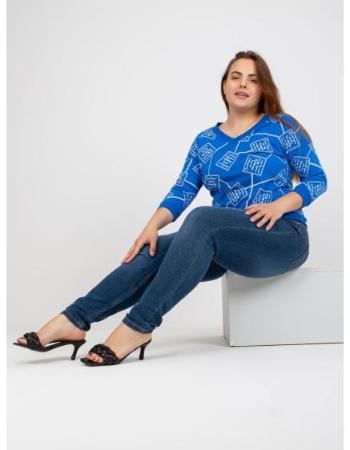 Dámská halenka s potiskem plus size LAUREAN tmavě modrá  