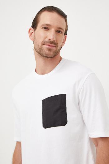 Bavlněné tričko Sisley bílá barva, s aplikací