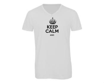 Pánské triko s výstřihem do V Keep calm