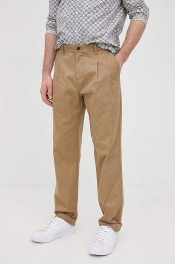 Bavlněné kalhoty Sisley pánské, hnědá barva, ve střihu chinos
