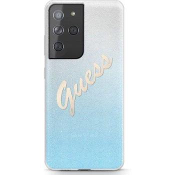 Guess PC/TPU Vintage kryt Samsung Galaxy S21 Ultra Gradient světle modrý