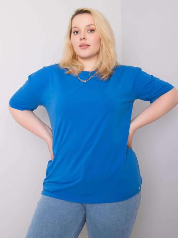 MODRÉ DÁMSKÉ BASIC TRIČKO S KRÁTKÝMI RUKÁVY RV-TS-6318.00X-BLUE Velikost: 3XL