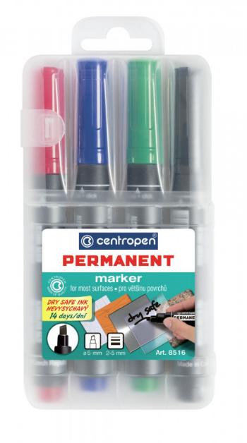 Popisovač Centropen 8516/4 permanent 4 barvy klínový hrot 1-4 mm